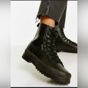 Superga Alpina Ankle Boots, Combat Style, Women’s Size 8 Black, EUC